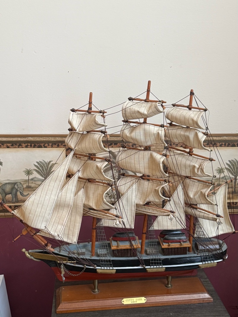 Vintage Handcrafted Wooden 1869 Model Cutty Sark Sailing Ship